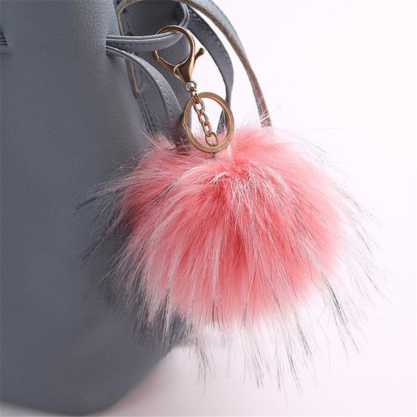 13CM Cute Pendant Women Key Ring Holder Pompoms Key Chains