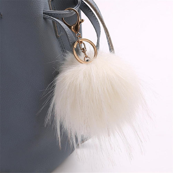 13CM Cute Pendant Women Key Ring Holder Pompoms Key Chains