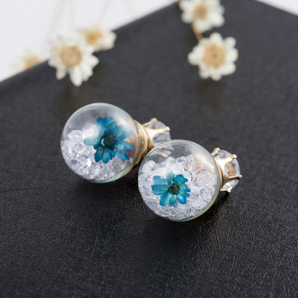 1Pair Fashion Women Lady Elegant Flower Rhinestone Glass Ear Stud Earrings