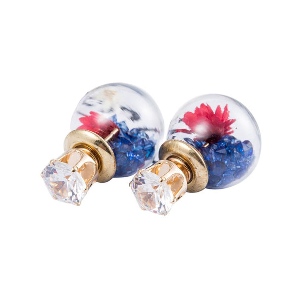 1Pair Fashion Women Lady Elegant Flower Rhinestone Glass Ear Stud Earrings