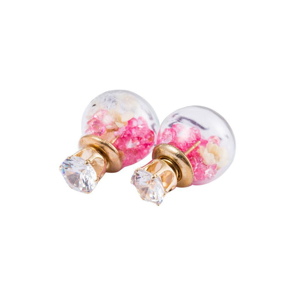 1Pair Fashion Women Lady Elegant Flower Rhinestone Glass Ear Stud Earrings