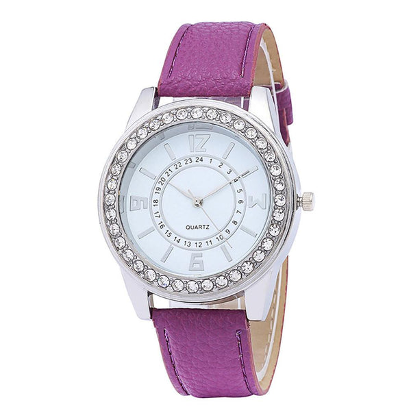 Women Fashion Leather Band Analog Quartz Round Wrist Watch Watches