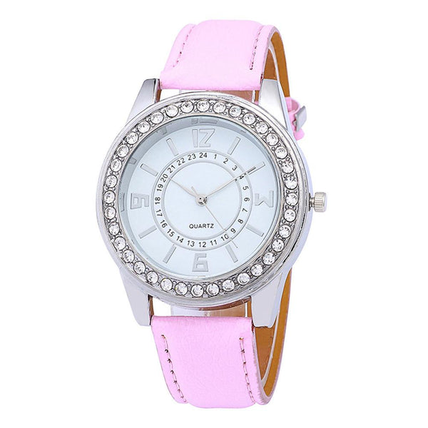 Women Fashion Leather Band Analog Quartz Round Wrist Watch Watches