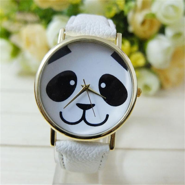 Faux Leather Band Watch Fashion Panda Quartz Wrist Women Watch