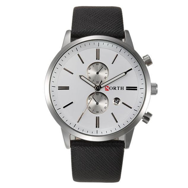 NORTH Fashionim Genuine Leather Band Analog Quartz Watches Wrist Watch