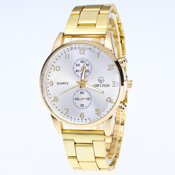 Mens Watches Diamond Dial Steel Analog Quartz Wrist Watch