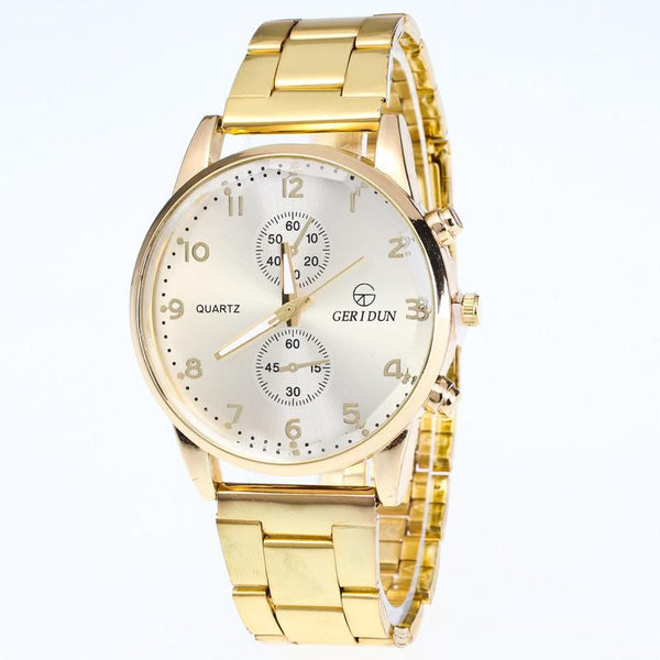 Mens Watches Diamond Dial Steel Analog Quartz Wrist Watch