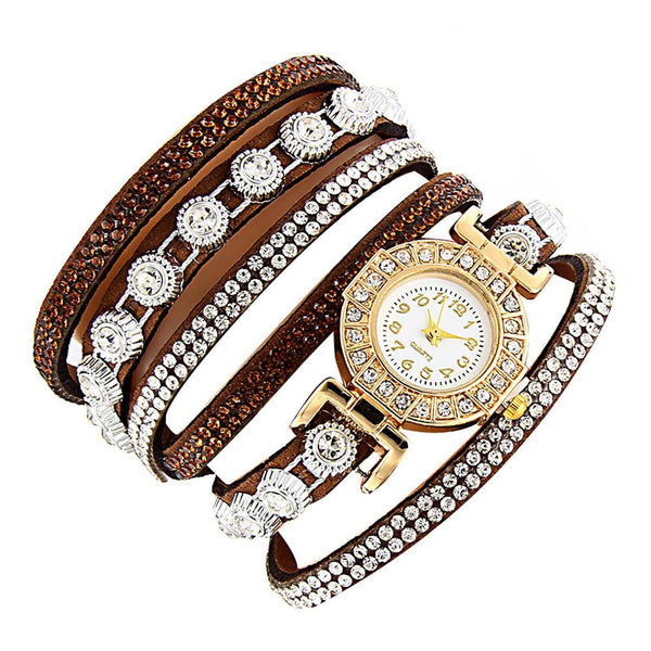 Women Fashion Casual Analog Quartz Women Rhinestone Watch Bracelet Watch