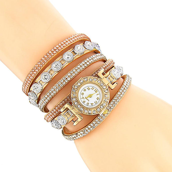 Women Fashion Casual Analog Quartz Women Rhinestone Watch Bracelet Watch