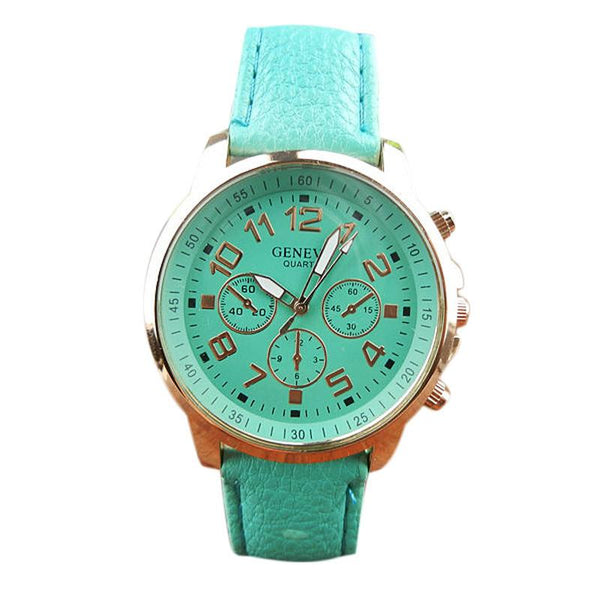 Unisex Leather Band Analog Quartz Vogue Wrist Watch Watches