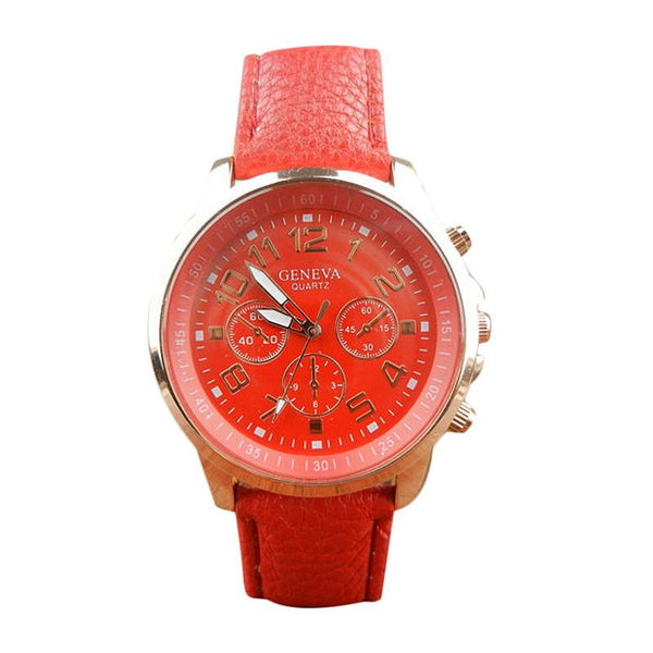 Unisex Leather Band Analog Quartz Vogue Wrist Watch Watches