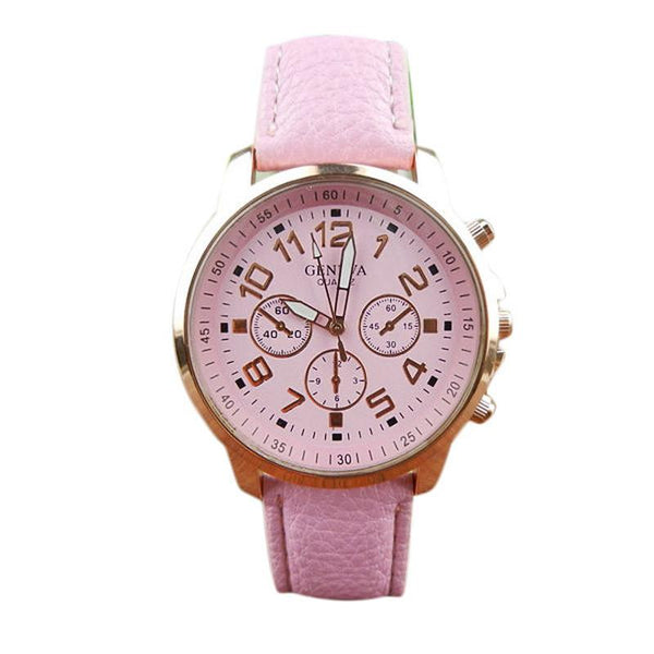 Unisex Leather Band Analog Quartz Vogue Wrist Watch Watches