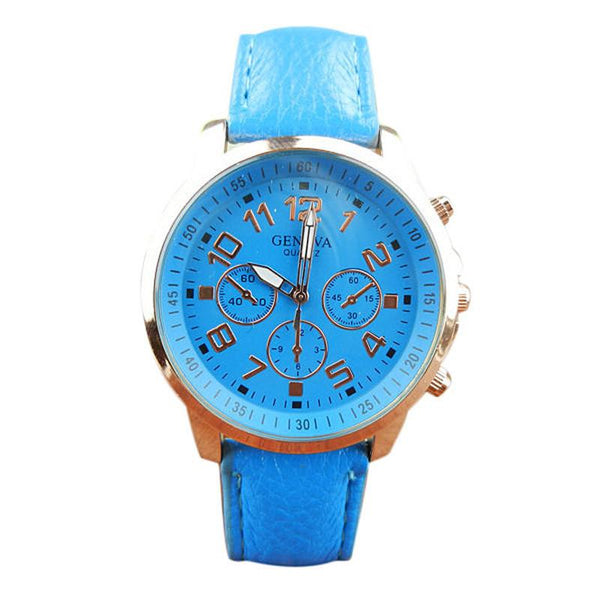 Unisex Leather Band Analog Quartz Vogue Wrist Watch Watches