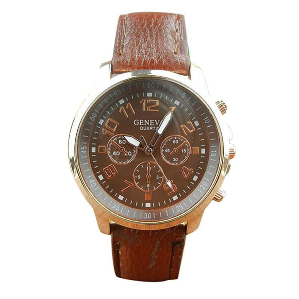 Unisex Leather Band Analog Quartz Vogue Wrist Watch Watches