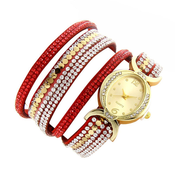 Women Fashion Casual Analog Quartz Women Rhinestone Watch Bracelet Watch