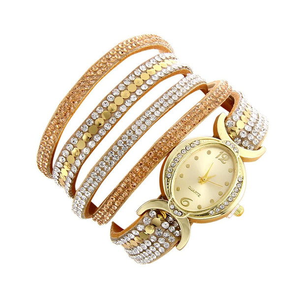 Women Fashion Casual Analog Quartz Women Rhinestone Watch Bracelet Watch