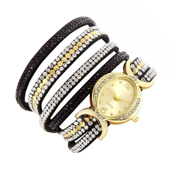 Women Fashion Casual Analog Quartz Women Rhinestone Watch Bracelet Watch