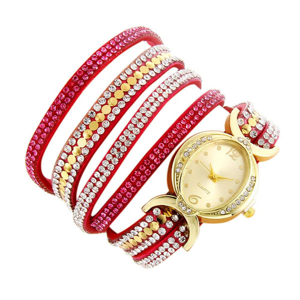 Women Fashion Casual Analog Quartz Women Rhinestone Watch Bracelet Watch