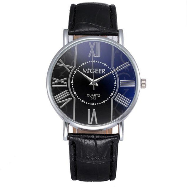 Luxury Fashion Crocodile Faux Leather Mens Analog Watch Wrist Watches