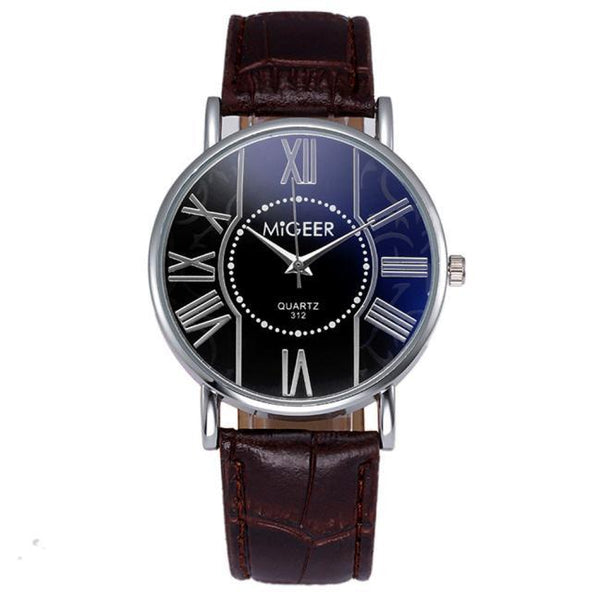 Luxury Fashion Crocodile Faux Leather Mens Analog Watch Wrist Watches