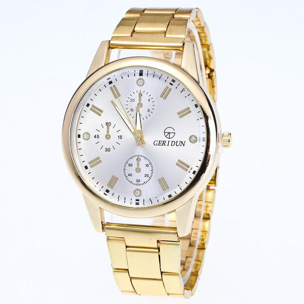 New Mens Watches Diamond Dial Steel Analog Quartz Wrist Watch