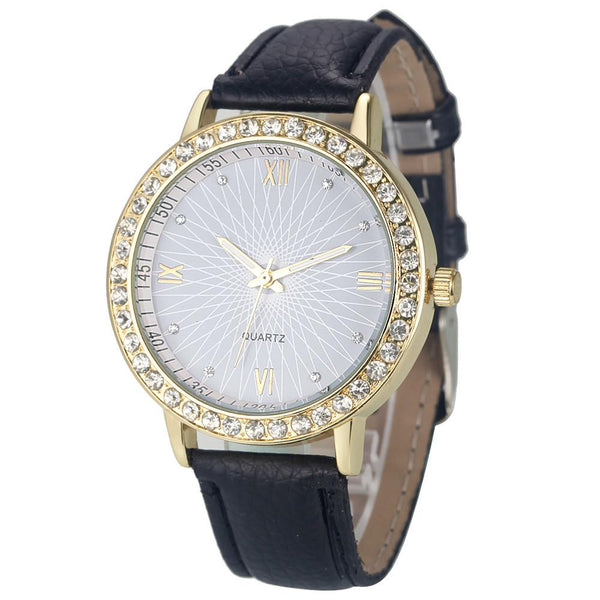 Fashion Women Diamond Analog Leather Quartz Wrist Watch Watches