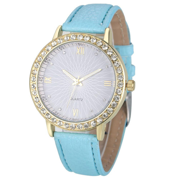 Fashion Women Diamond Analog Leather Quartz Wrist Watch Watches