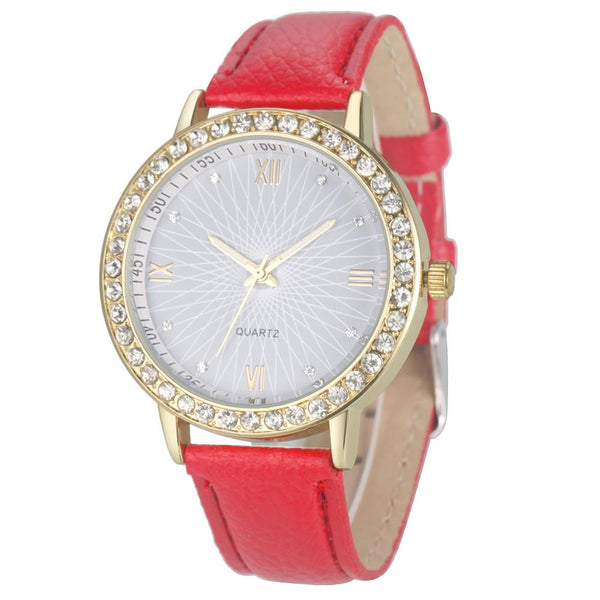 Fashion Women Diamond Analog Leather Quartz Wrist Watch Watches