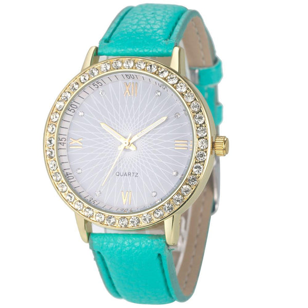 Fashion Women Diamond Analog Leather Quartz Wrist Watch Watches