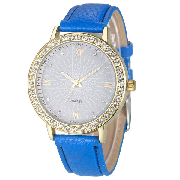 Fashion Women Diamond Analog Leather Quartz Wrist Watch Watches