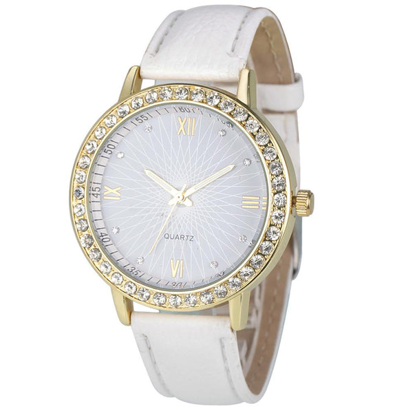 Fashion Women Diamond Analog Leather Quartz Wrist Watch Watches