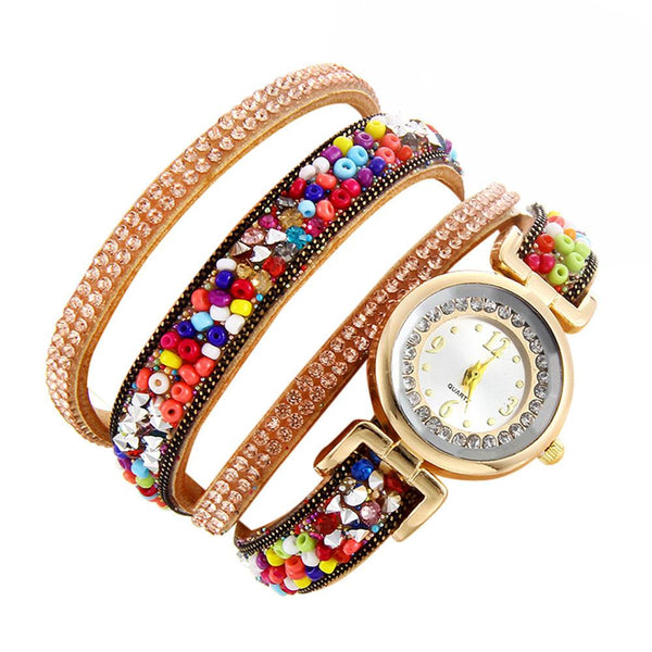 Women Fashion Casual Analog Quartz Rhinestone Watch Bracelet Watch