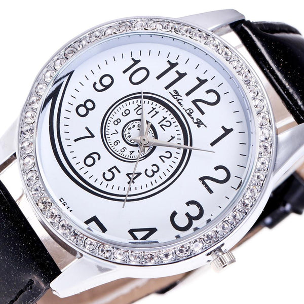 Luxury Women Analog Quartz Watch Leather Band Rhinestone Wrist Watch