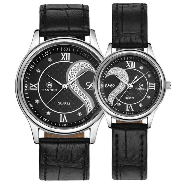 1 Pair Tiannbu Ultrathin Leather Romantic Fashionuple Wrist Watches