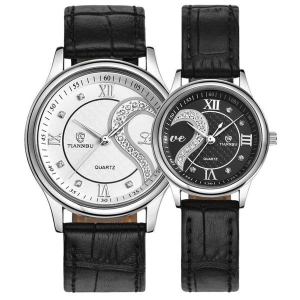 1 Pair Tiannbu Ultrathin Leather Romantic Fashionuple Wrist Watches