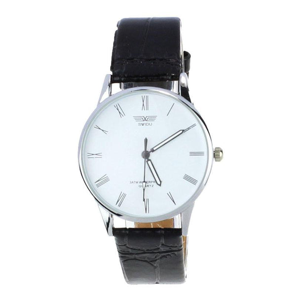 Fashion Female Roman Number Quartz Electronic Leather Wrist Watch