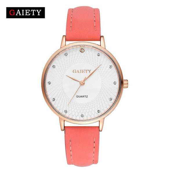 Women Fashion Leather Band Analog Quartz Round Wrist Watch Watches