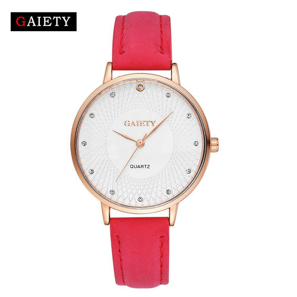 Women Fashion Leather Band Analog Quartz Round Wrist Watch Watches