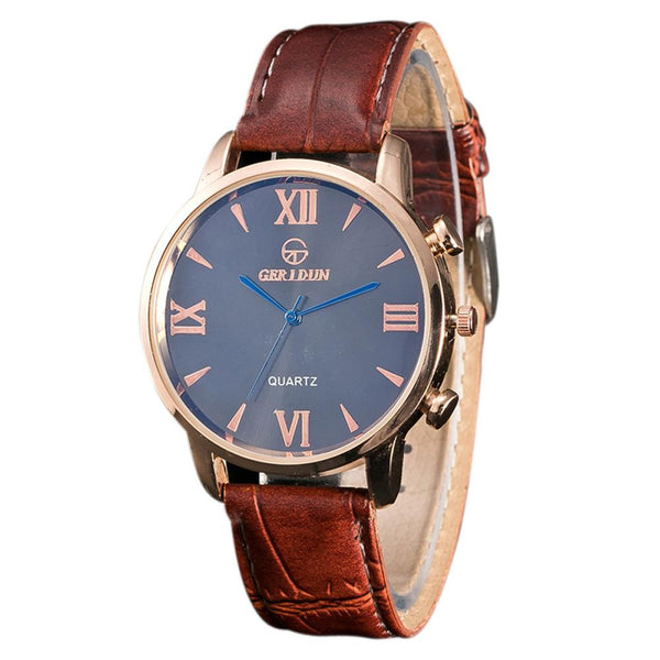 Fashion Men Leather Band Watches Sport Analog Quartz Wrist Watch