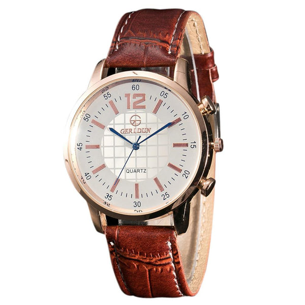 Fashion Men Leather Band Watches Sport Analog Quartz Wrist Watch