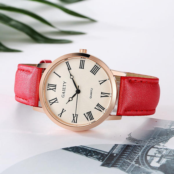 Women Fashion Leather Band Analog Quartz Round Wrist Watch Watches