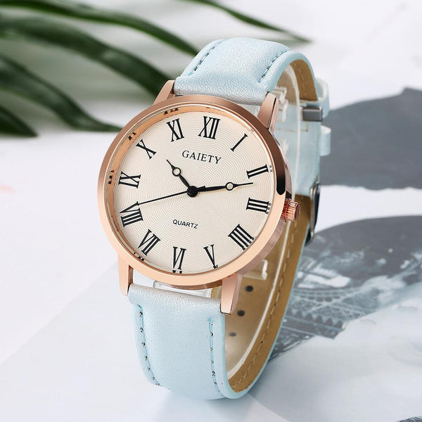 Women Fashion Leather Band Analog Quartz Round Wrist Watch Watches