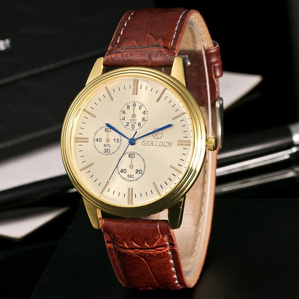 Fashion Men Leather Band Watches Sport Analog Quartz Wrist Watch