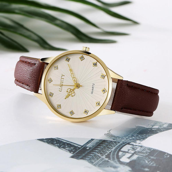 Women Fashion Leather Band Analog Quartz Round Wrist Watch Watches