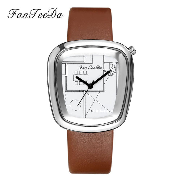 Luxury Fashion Leather Band Analog Quartz Round Wrist Watch Watches