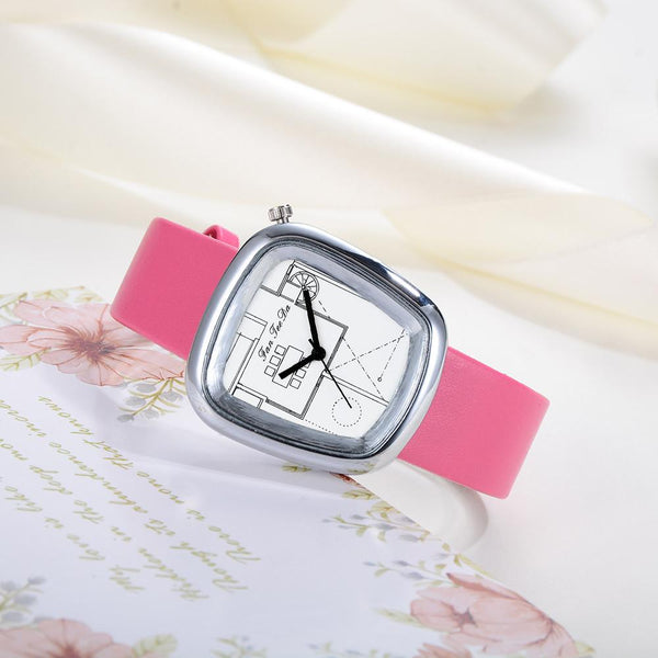 Luxury Fashion Leather Band Analog Quartz Round Wrist Watch Watches