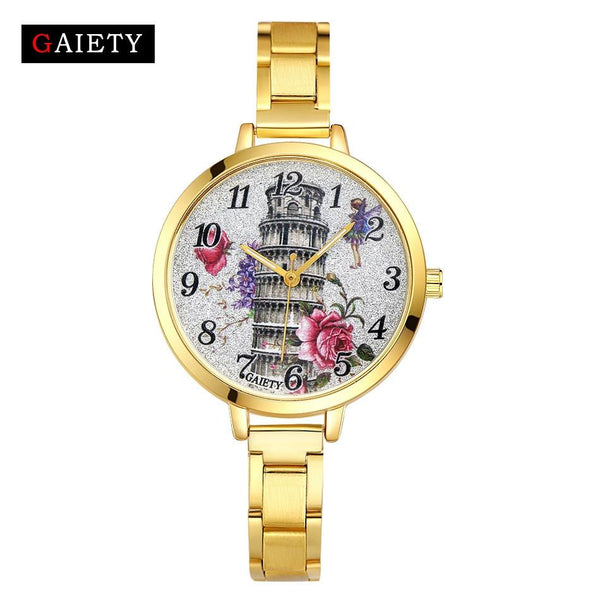 Women Fashion Chain Analog Quartz Round Wrist Watch Watches