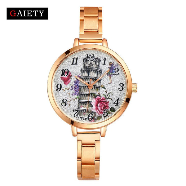 Women Fashion Chain Analog Quartz Round Wrist Watch Watches