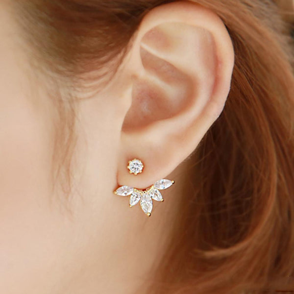 1Pair Fashion Women Crystal Rhinestone Ear Flower Earrings Jewelry