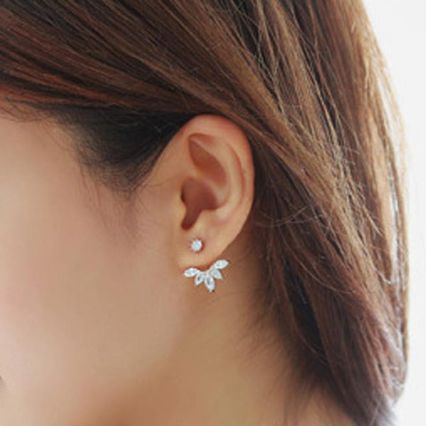 1Pair Fashion Women Crystal Rhinestone Ear Flower Earrings Jewelry